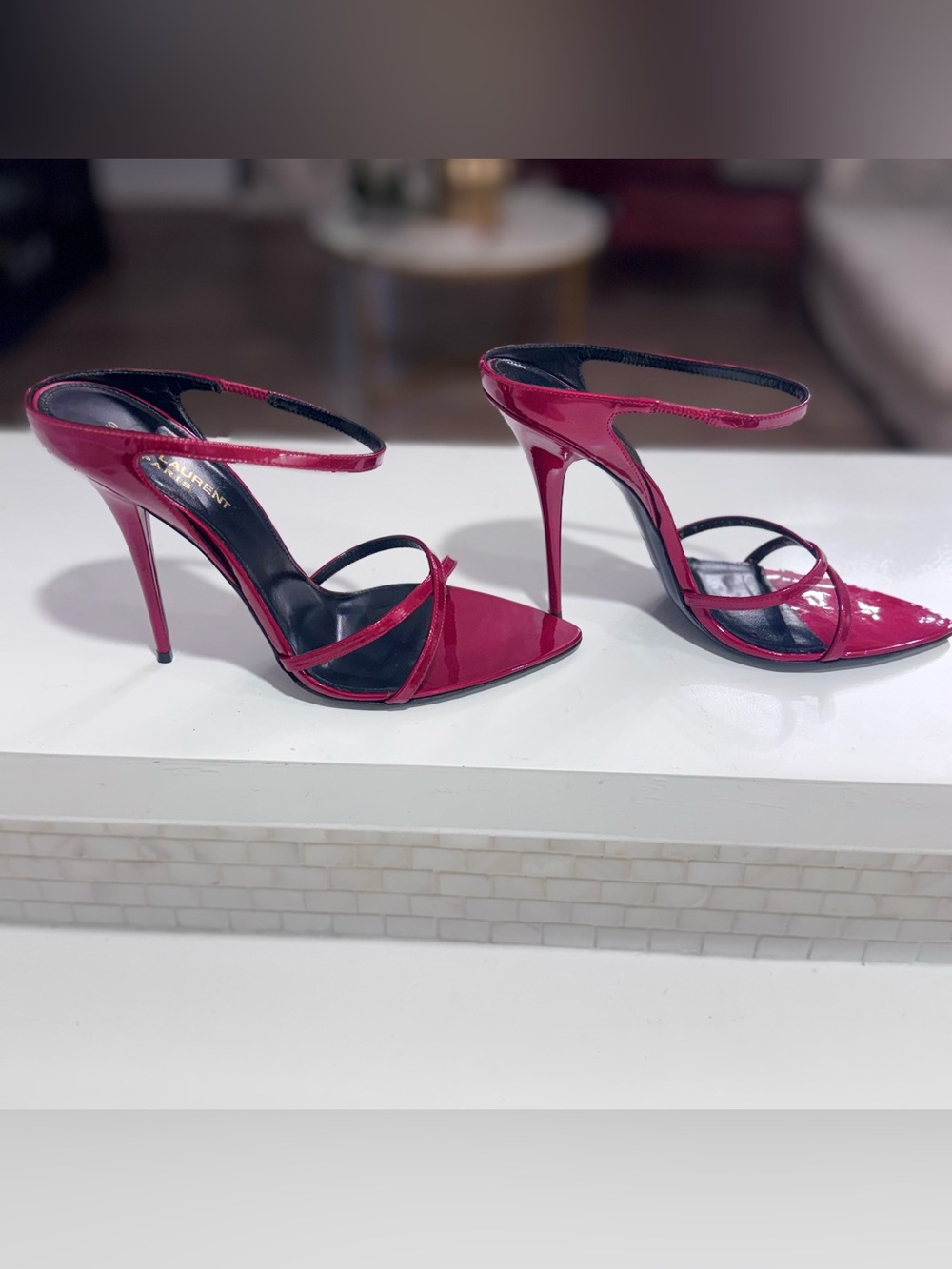 Saint Laurent Red Gippy Sandal Heel